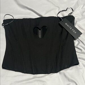 White Fox Black Corset Top